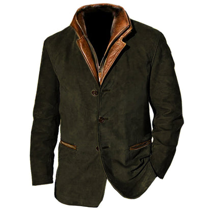 Men's Suede Jacket Tailored Fit Button Closure Notch Lapel Soft And Elegant Nordic Flair TrendAura