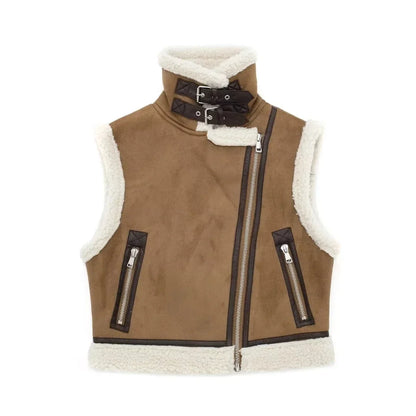 Asymmetrical zip-up vest for women