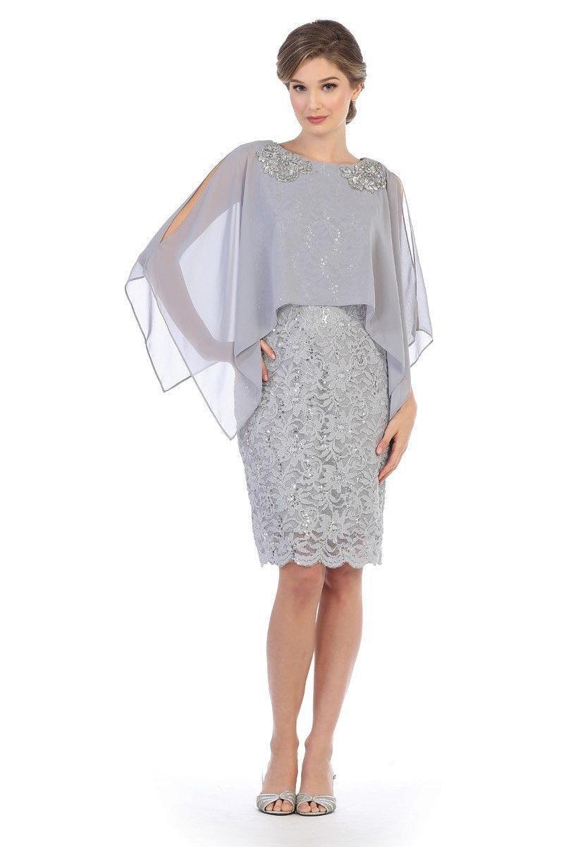 Short Mother of the Bride Cape Dress Sale - TrendAura