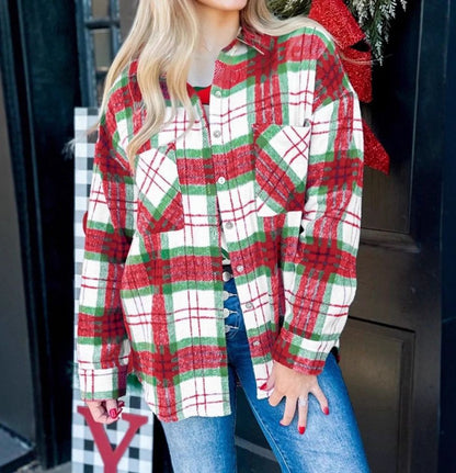 Plaid Woolen Jacket Shirt Christmas Style For Men And Women Warm Winter Fashion Essentials