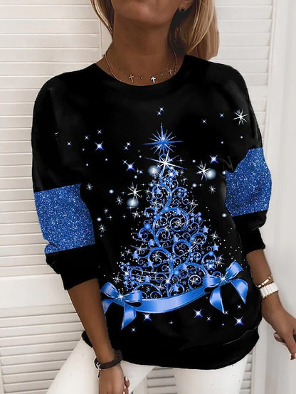 Women'S Christmas Tree Print Sweatshirt