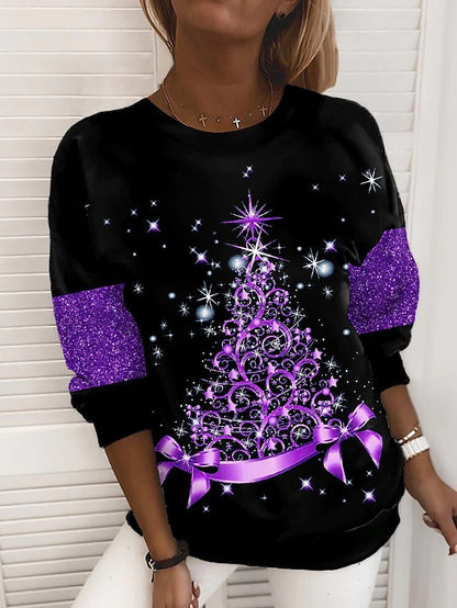 Women'S Christmas Tree Print Sweatshirt