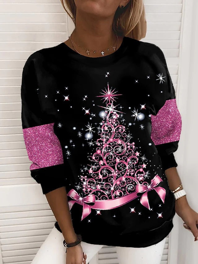 Women'S Christmas Tree Print Sweatshirt