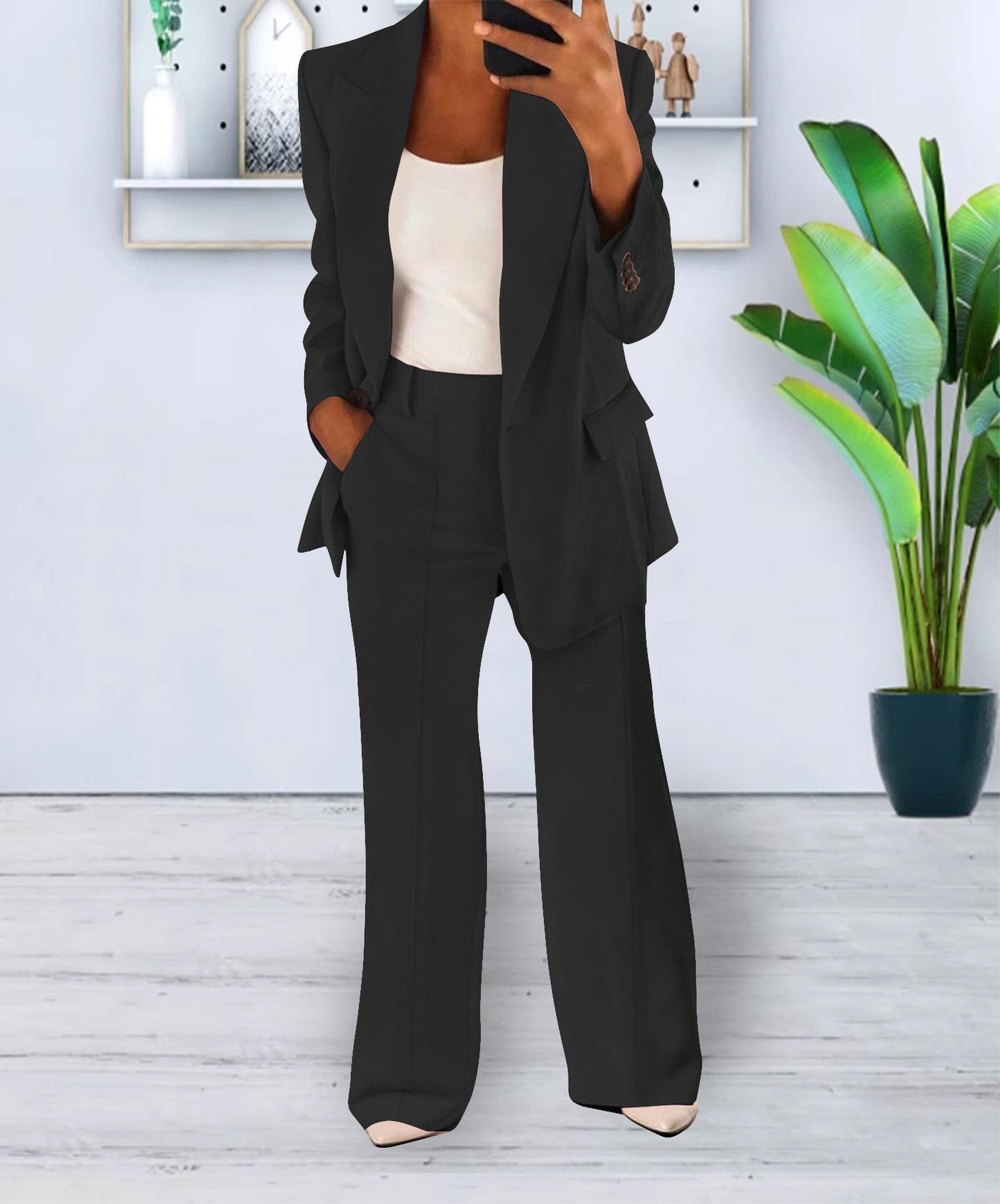 Elegant Women's Business Blazer – Slim Fit Suit Jacket with Buttons for Office
