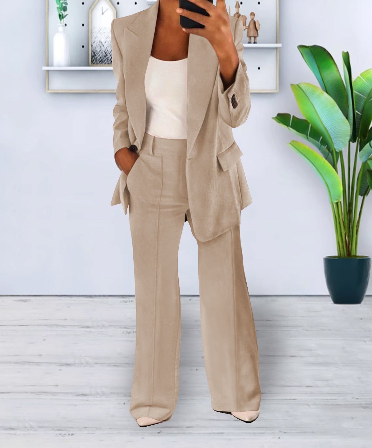 Elegant Women's Business Blazer – Slim Fit Suit Jacket with Buttons for Office