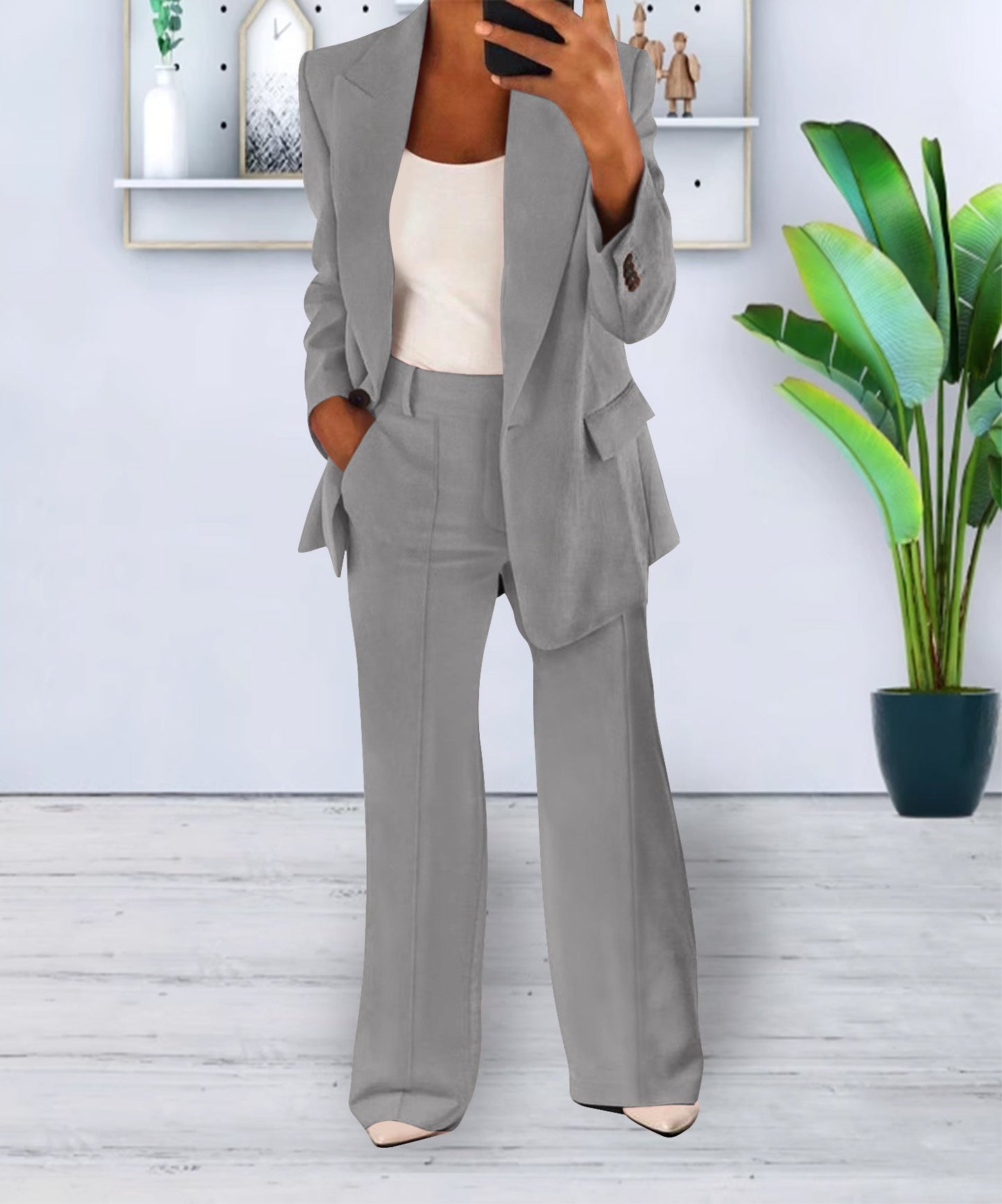 Elegant Women's Business Blazer – Slim Fit Suit Jacket with Buttons for Office