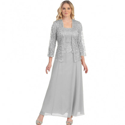 Elegant Lace Cardigan Chiffon Dress For Women With Lightweight Sheer Overlay And Flattering Fit