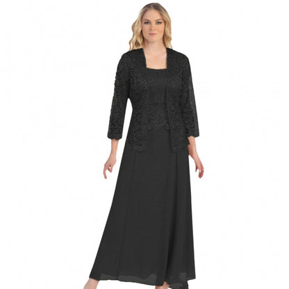 Elegant Lace Cardigan Chiffon Dress For Women With Lightweight Sheer Overlay And Flattering Fit