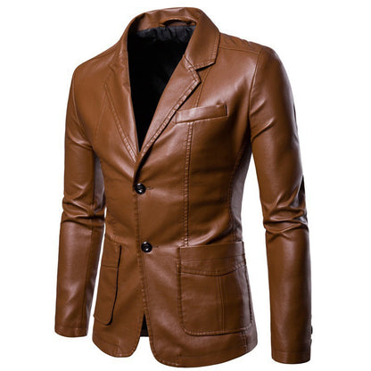 Cognac Brown Mens Blazer Premium Lambskin With Notch Lapels And Button Cuffs