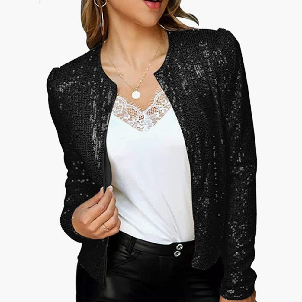 Dare Silver Sequin Evening Jacket For Women Glamorous Sparkle Structured Fit Party Ready