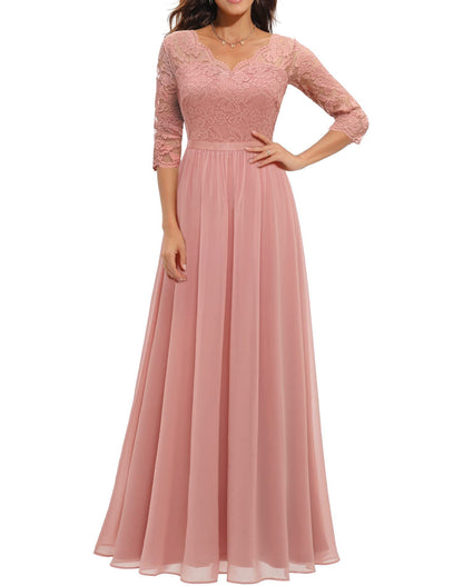 Lace Stitching Maxi Dress For Women Elegant Flowing Silhouette With Delicate Detailing
