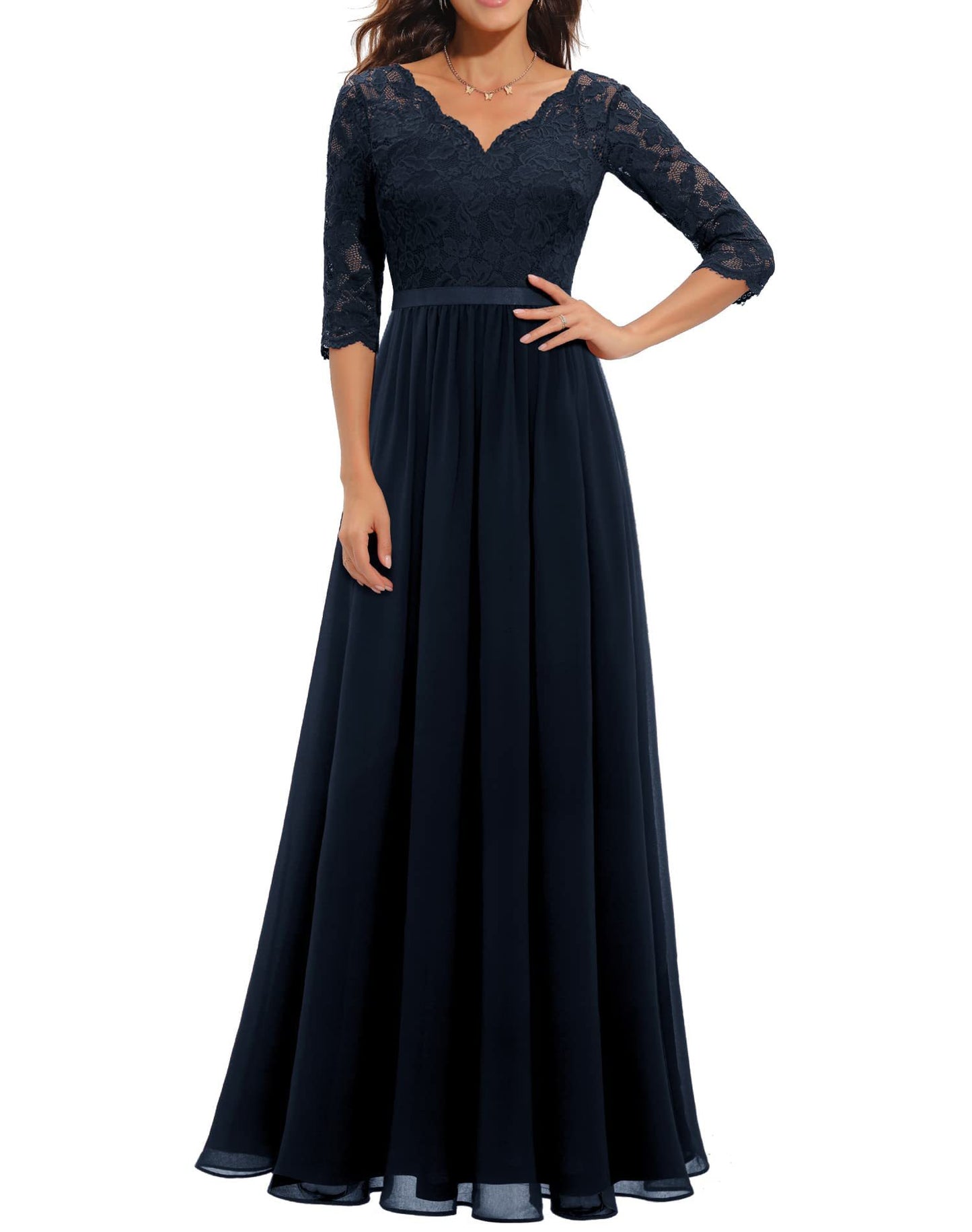 Lace Stitching Maxi Dress For Women Elegant Flowing Silhouette With Delicate Detailing