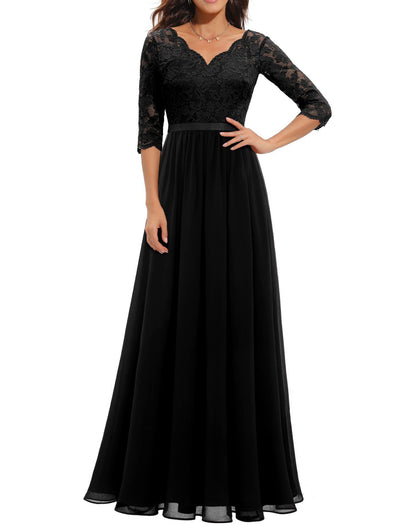 Lace Stitching Maxi Dress For Women Elegant Flowing Silhouette With Delicate Detailing