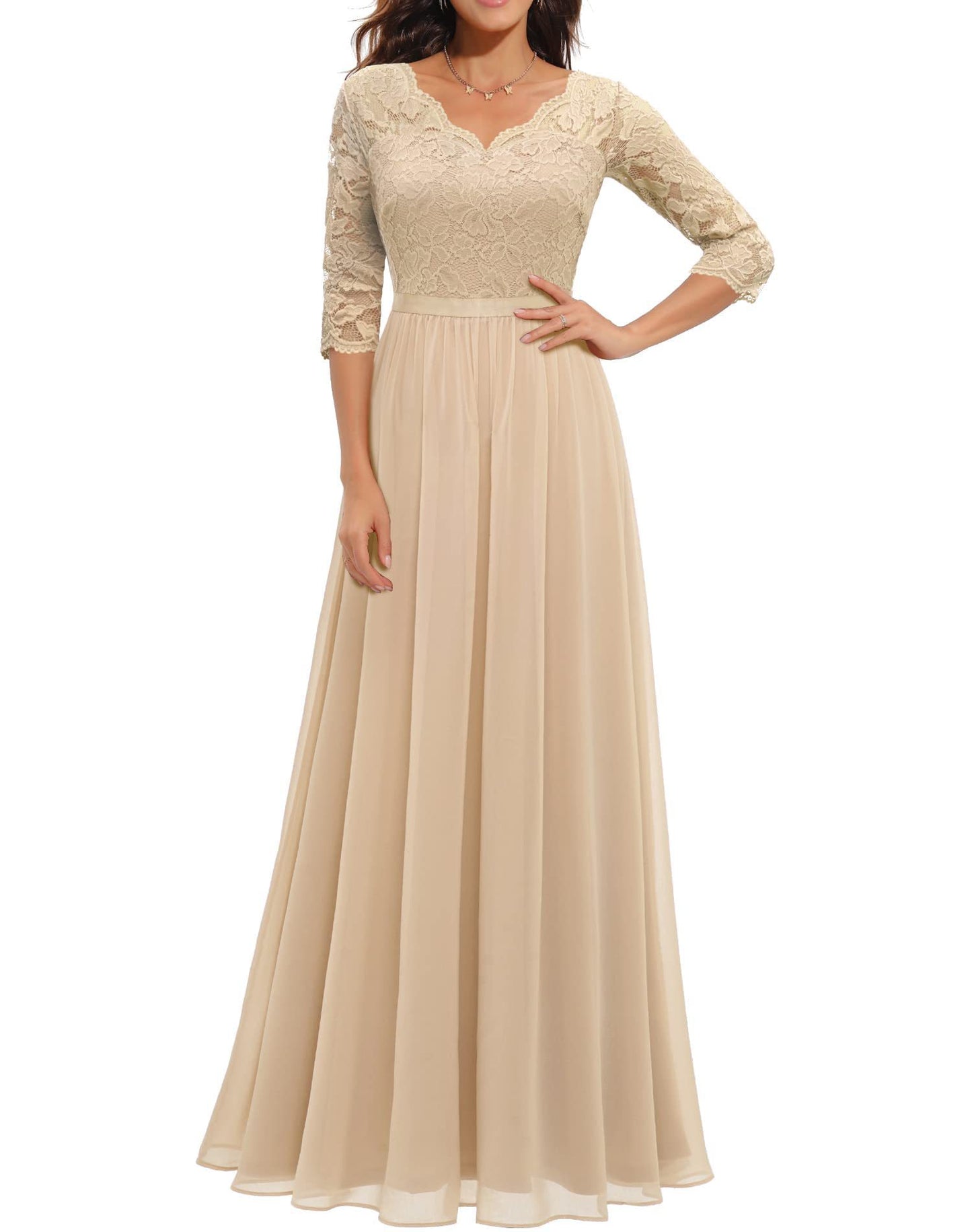 Lace Stitching Maxi Dress For Women Elegant Flowing Silhouette With Delicate Detailing