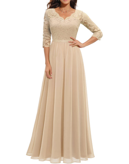 Lace Stitching Maxi Dress For Women Elegant Flowing Silhouette With Delicate Detailing