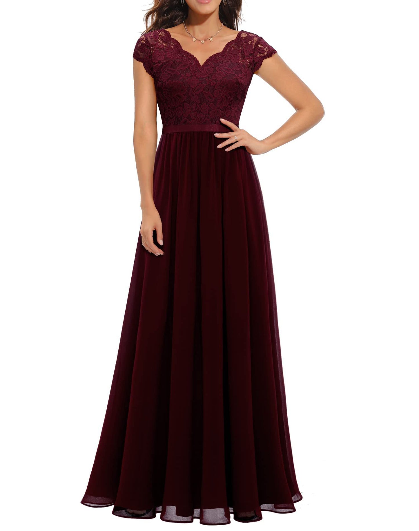 Lace Stitching Maxi Dress For Women Elegant Flowing Silhouette With Delicate Detailing
