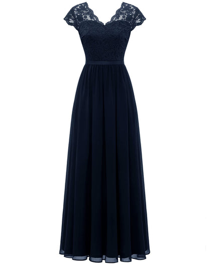 Lace Stitching Maxi Dress For Women Elegant Flowing Silhouette With Delicate Detailing