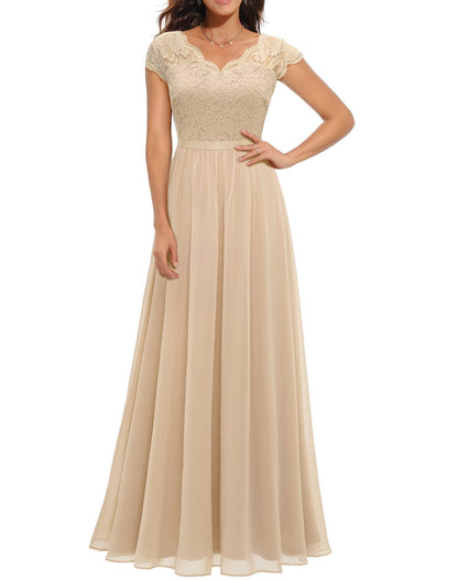 Lace Stitching Maxi Dress For Women Elegant Flowing Silhouette With Delicate Detailing