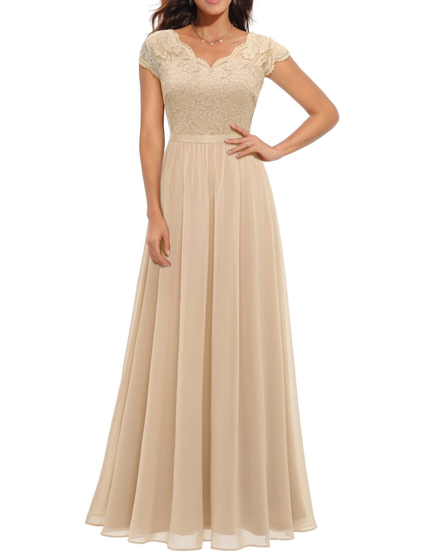 Lace Stitching Maxi Dress For Women Elegant Flowing Silhouette With Delicate Detailing