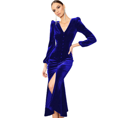 Shoulder Pad Long Sleeve Split Skirt