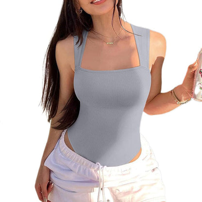 Carina | Ribbed Bodysuit with Square Neckline for Women