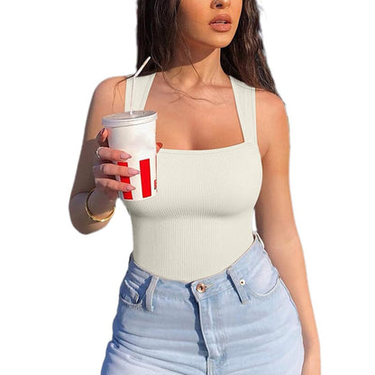 Carina | Ribbed Bodysuit with Square Neckline for Women