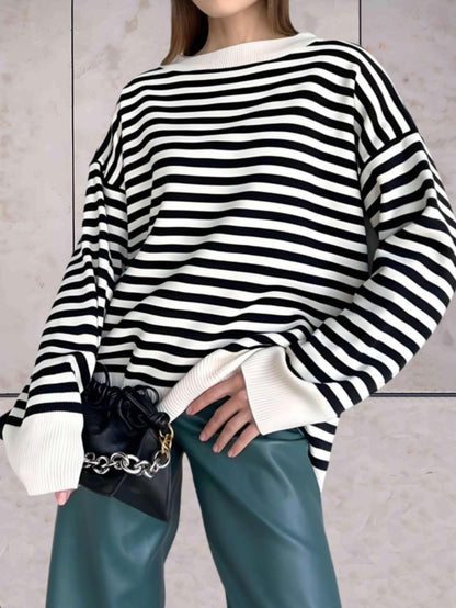 Jara Oversize Striped Sweater For Women Cozy Stylish Pullover For Everyday Essential Wear