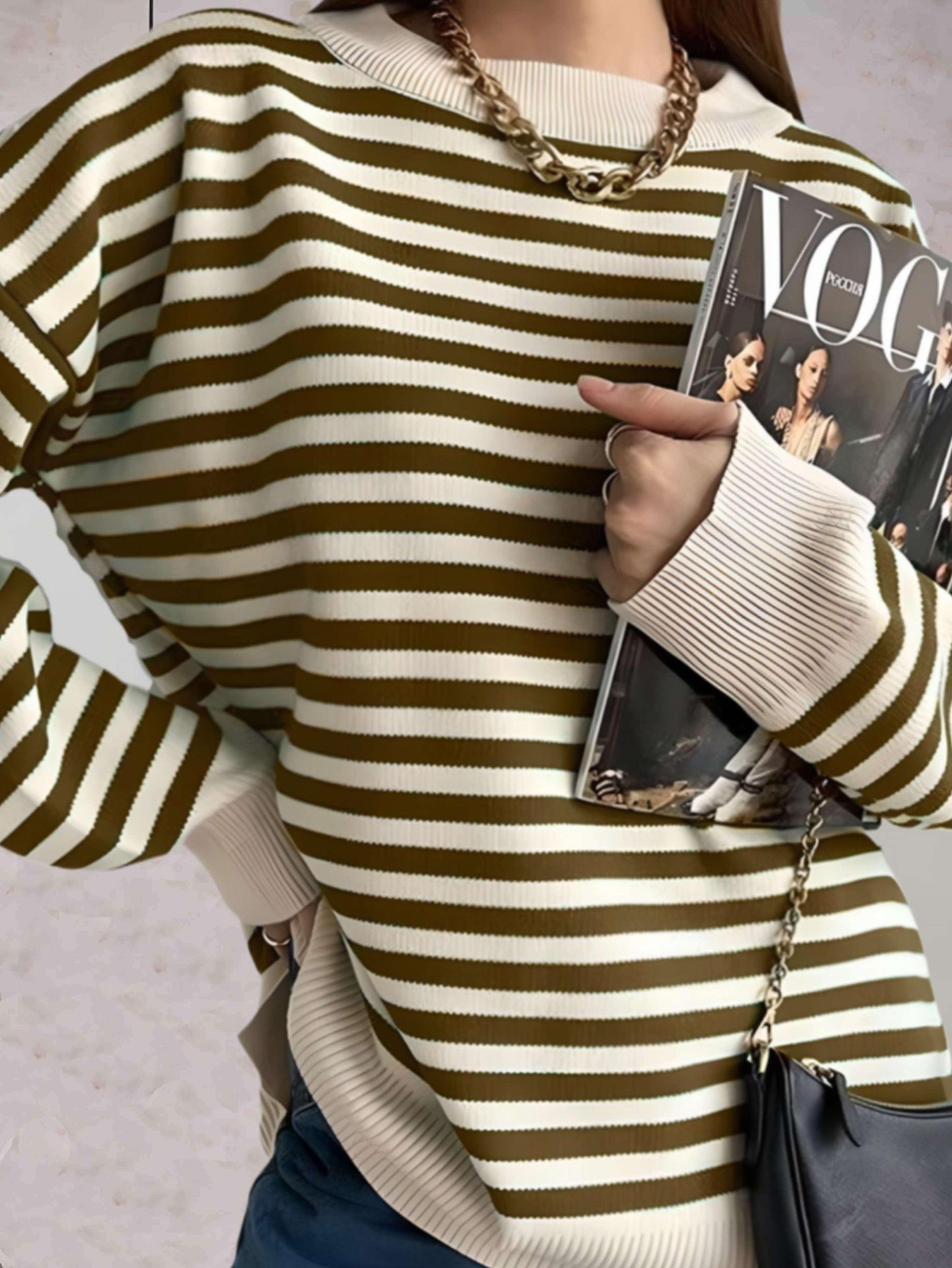 Jara Oversize Striped Sweater For Women Cozy Stylish Pullover For Everyday Essential Wear