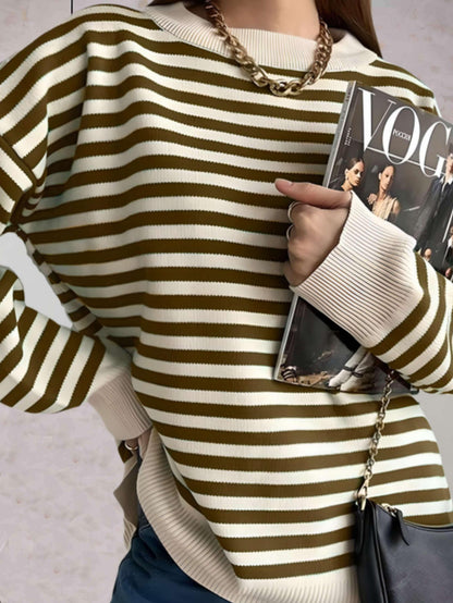 Jara Oversize Striped Sweater For Women Cozy Stylish Pullover For Everyday Essential Wear