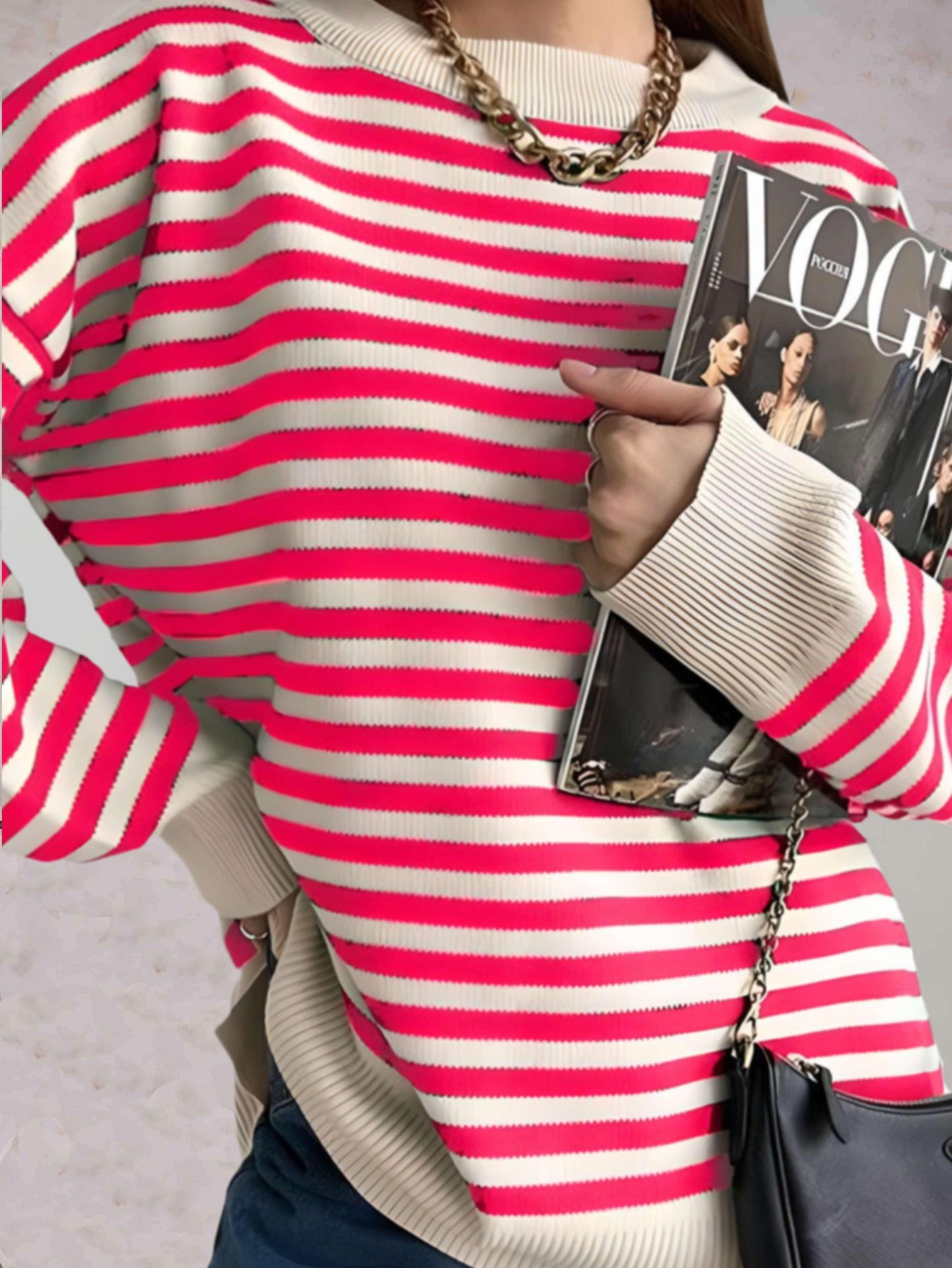 Jara Oversize Striped Sweater For Women Cozy Stylish Pullover For Everyday Essential Wear