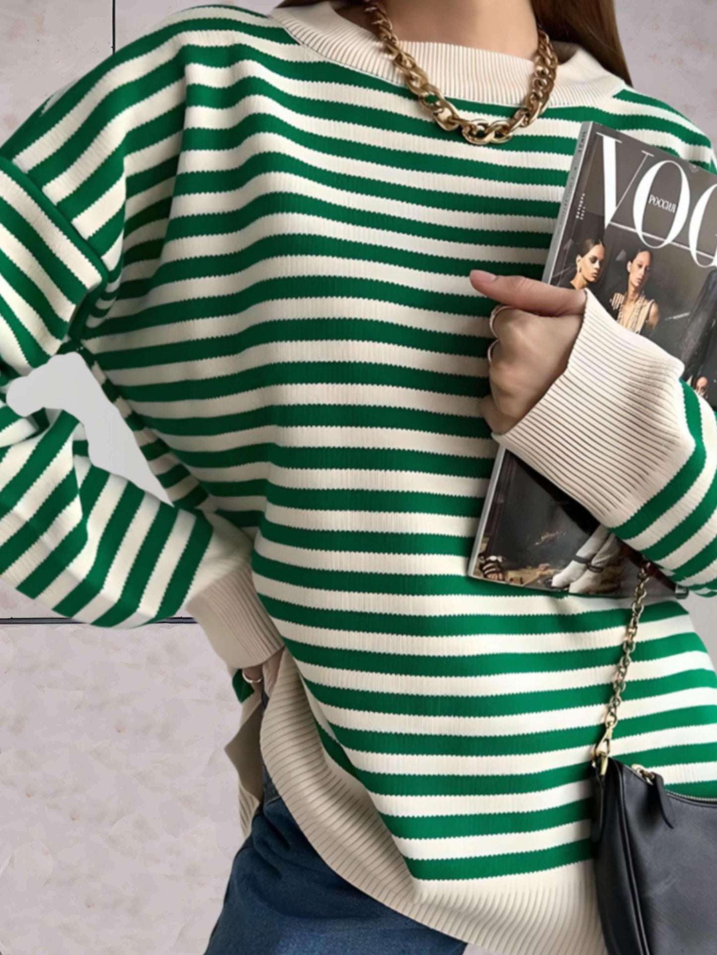 Jara Oversize Striped Sweater For Women Cozy Stylish Pullover For Everyday Essential Wear