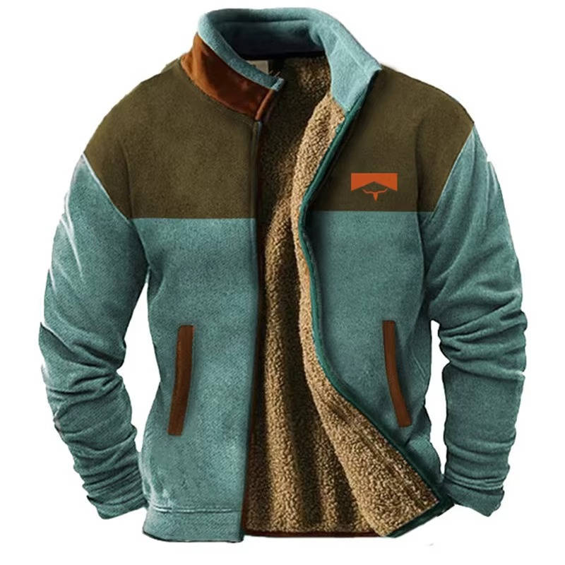 Mens Western Aztec Fleece Jacket With Plush Sherpa Lining For Outdoor Comfort And Style