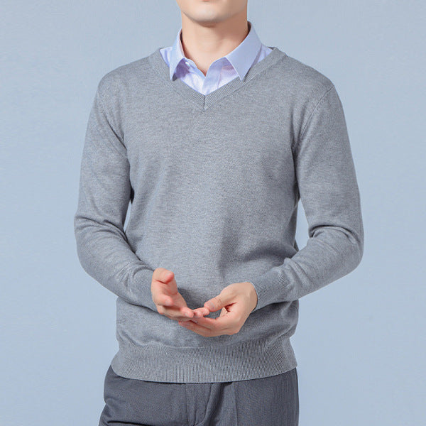 William Merino Wool V-Neck Jumper For Men Premium Gray