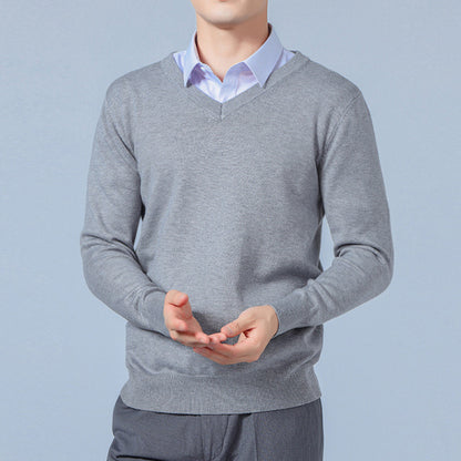 William Merino Wool V-Neck Jumper For Men Premium Gray