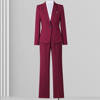 Women's Modern Tailored Suit Set With Notched Lapel Blazer And Coordinating Trousers For Professional Women
