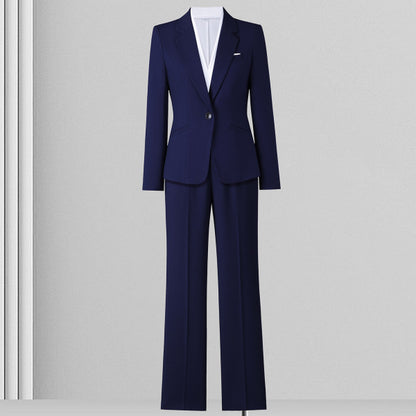 Women's Modern Tailored Suit Set With Notched Lapel Blazer And Coordinating Trousers For Professional Women