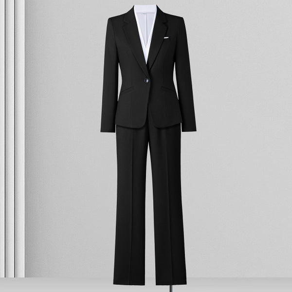 Women's Modern Tailored Suit Set With Notched Lapel Blazer And Coordinating Trousers For Professional Women