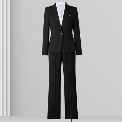 Women's Modern Tailored Suit Set With Notched Lapel Blazer And Coordinating Trousers For Professional Women