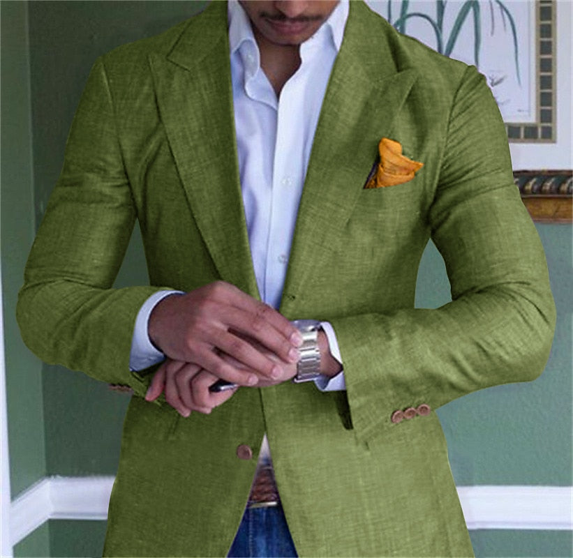 Jan Mens Linen Blazer Versatile Elegant Jacket With Flattering Cut And Detailed Stitching