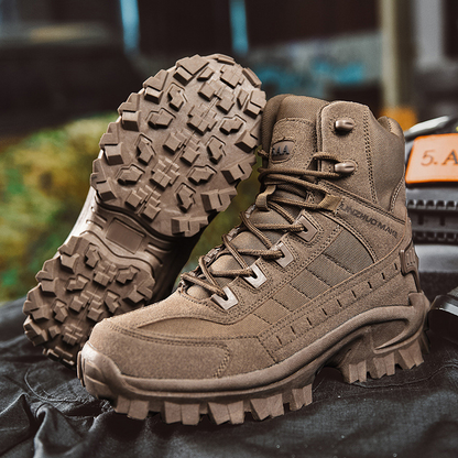 Mens Tactical Boots High Shaft Durable Reinforced Toe Grip Sole Lace Up For Outdoor Work And Hiking