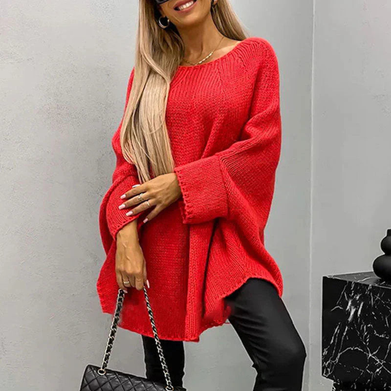 Women’s Chunky Knit Sweater – Oversized Fit – Soft Yarn – Thigh Length Casual Style
