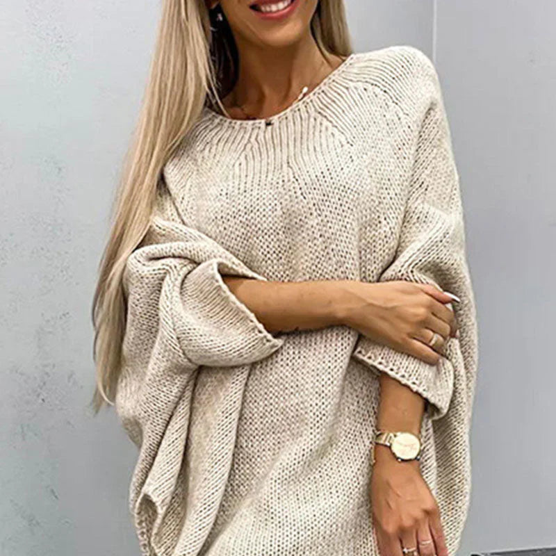 Women’s Chunky Knit Sweater – Oversized Fit – Soft Yarn – Thigh Length Casual Style