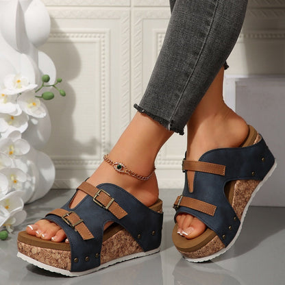 Lunara Women's Platform Sandals With Cut Outs Open Toe Wedge Heel Comfortable Summer Footwear For Stylish Women