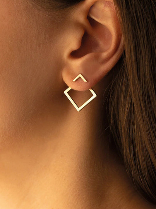 Square Geometric Stud Earrings - TrendAura