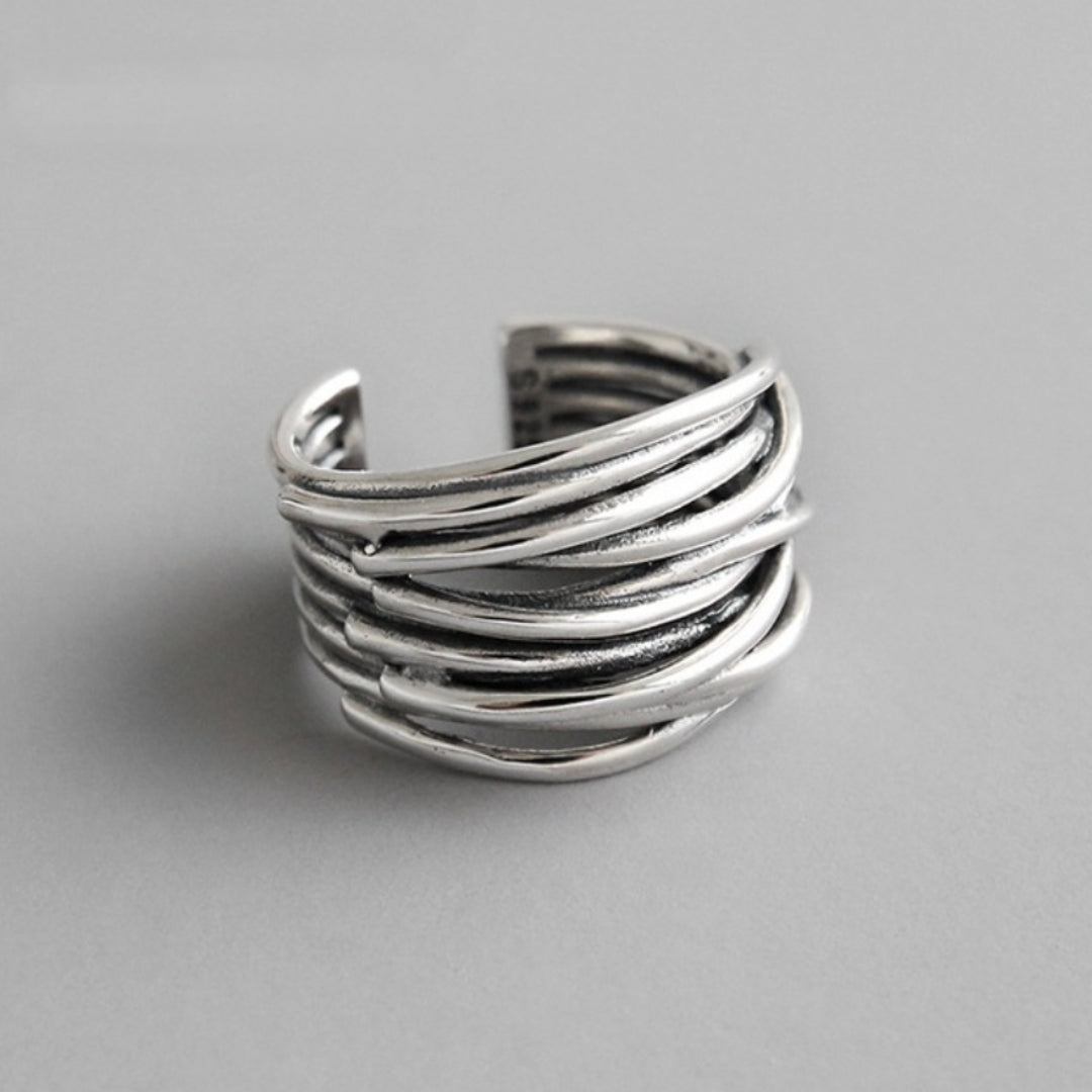 Women's Adjustable Layered Ring with Sterling Silver and Versatile Design - TrendAura
