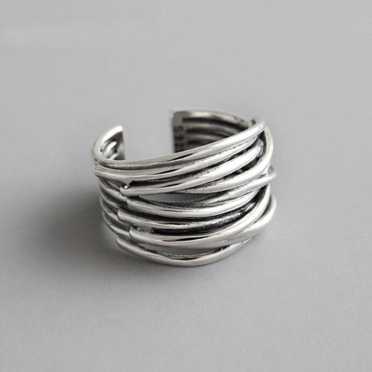 Women's Adjustable Layered Ring with Sterling Silver and Versatile Design - TrendAura