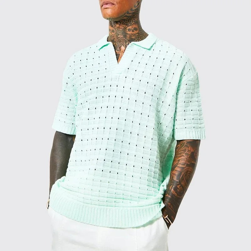 Kraven Mens Knit Polo Shirt Lightweight Breathable Summer Essential For Stylish Looks