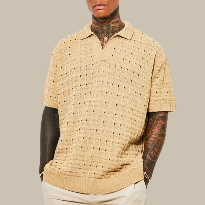 Kraven Mens Knit Polo Shirt Lightweight Breathable Summer Essential For Stylish Looks