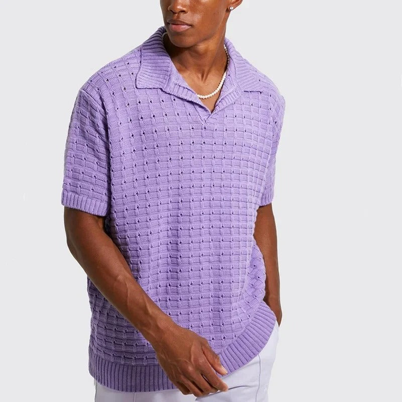 Kraven Mens Knit Polo Shirt Lightweight Breathable Summer Essential For Stylish Looks