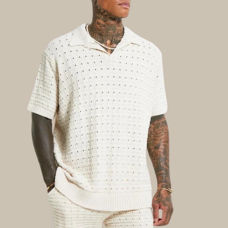 Kraven Mens Knit Polo Shirt Lightweight Breathable Summer Essential For Stylish Looks